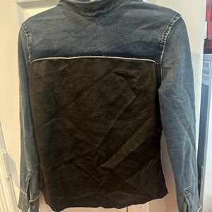 Jean Button Down Top W/ Leather Back